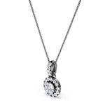 .50 CT TDW Round Diamond Halo Floating Solitaire Pendant Necklace in Rose Gold