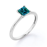 1 Ct Square Lab Alexandrite Solitaire Engagement Ring