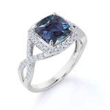 Infinity 2.50 Ct Cushion Lab Alexandrite Engagement Ring