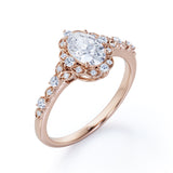 Classic 1.25 Carat Oval Cut Moissanite and Diamond Engagement Ring in 10k Rose Gold Beautiful Ring