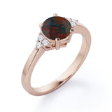 Tapered 1.10 Carat Round Cut Ethiopian Black Opal And Diamond Seven Stone Engagement Ring In White Gold