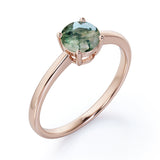 Solitaire 1.5 Carat Round Cut Moss Agate Engagement Ring