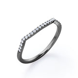 Scalloped Pave Accents - 0.15 TCW Round Cut Diamond - Arched Wedding Band - 10K Rose Gold