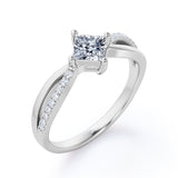 Twisted 0.50 Carat Princess Cut Diamond Four Prong Infinity Style Engagement Ring In White Gold
