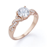 1.50 Carat Round Cut Moissanite And Diamond Solitaire Engagement Ring In White Gold