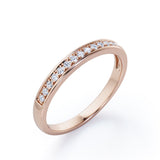 Classic 0.15 TCW Round Brilliant Cut Diamond Pave-Channel Design Wedding Band in 10K Yellow Gold