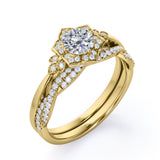 Art Deco 1.50 Carat Round Cut Moissanite Wedding Ring Set