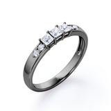 Seven Stone - 0.25 TCW Princess and Round Cut Diamond - Shared Prong Pave Wedding Band in White Gold