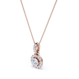 .50 CT TDW Round Diamond Halo Floating Solitaire Pendant Necklace in Rose Gold