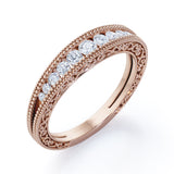 Vintage Filigree 0.25 Carat Tapered Wedding Band