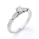 Certified Art Deco 0.50 Ct Round Lab Diamond Engagement Ring