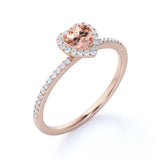 1.50 ct Heart Morganite Halo Engagement Ring