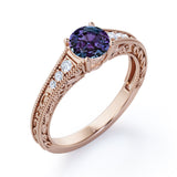 1.25 Ct Round Lab Alexandrite Filigree Engagement Ring