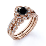 2 ct Trio Lab Black Diamond Wedding Ring Set