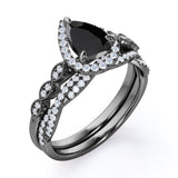 Art Deco 1.5 Carat Pear Cut Moissanite Wedding Ring Set