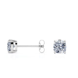 Certified - 4 Prong - 3 Carat Cushion Cut Moissanite - Solitaire Stud Earrings - 18K White Gold Plating Over Silver