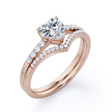 Cherished  0.7 carat Heart Moissanite and Diamond Bridal Ring Set in Rose Gold