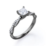 Certified Twisted 0.50 Ct Princess Lab Diamond Engagement Ring