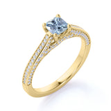 Vintage Style 1.50 Carat Cushion Cut Aquamarine Solitaire Engagement Ring in White Gold