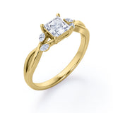 Certified 0.50 Ct Princess Lab Diamond Five Stone Engagement Ring