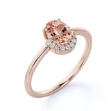 Antique 1.65 Carat Oval Cut Salmon Morganite and Diamond Crown Engagement Ring in White Gold