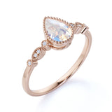 Bezel 1.25 ct Pear Moonstone Vintage Engagement Ring