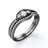 Swirl Trilogy 1.5 CT TDW Round Cut Diamond Channel Setting Wedding Set - Bridal Set