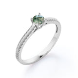 Dainty 1 Ct Round Cut Moss Agate Solitaire Engagement Ring