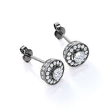 Circle Channel Set 1.20 Carat Round Cut Certified Moissanite and Diamond Hidden Halo Stud Earrings in Rose Gold