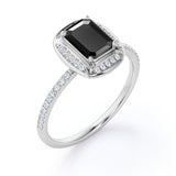 1.50 Carat Emerald cut Lab Black Diamond Bezel Set Engagement Ring for Women in Rose Gold