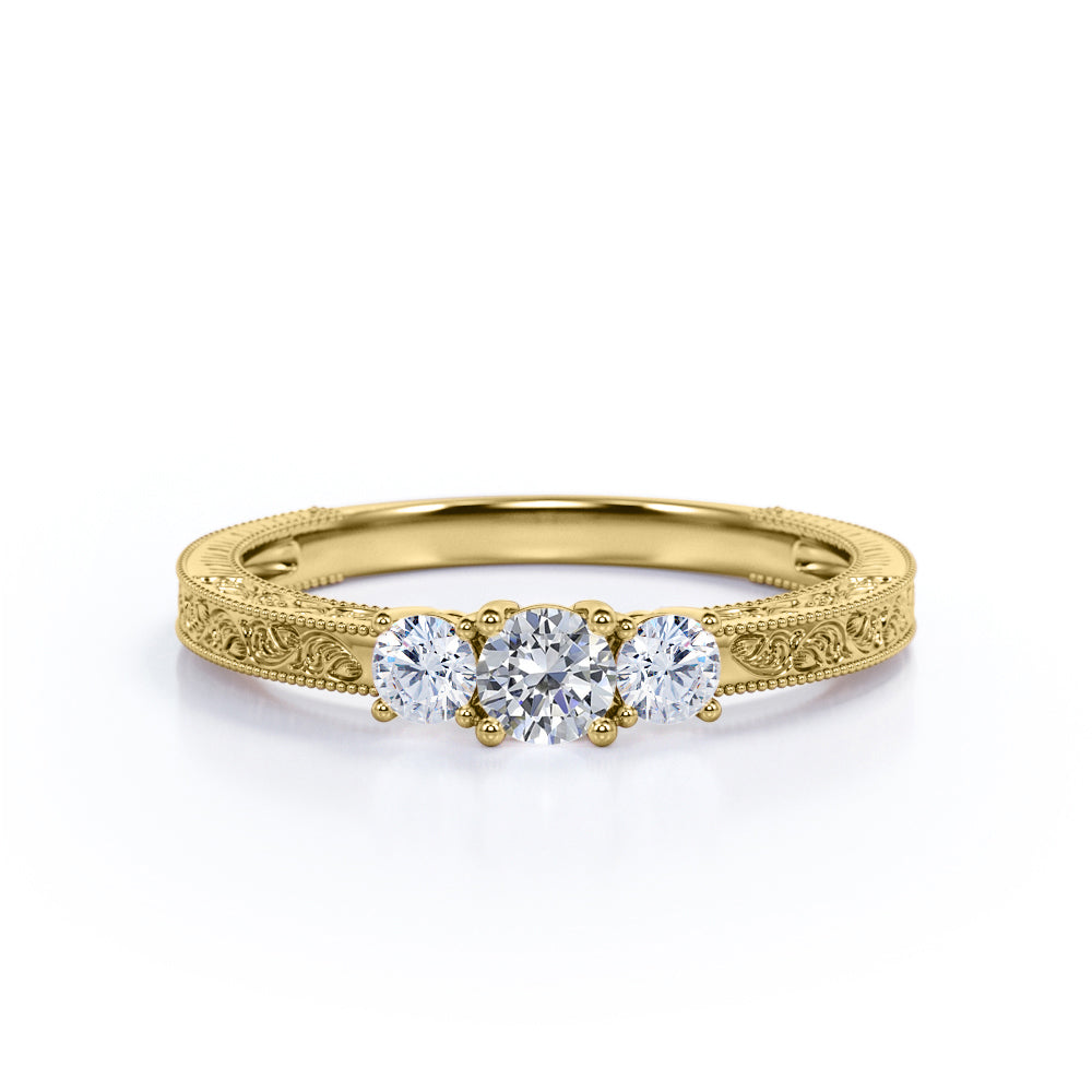 Vintage 0.50 Ct Round Lab Diamond Engagement Ring