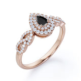 1.67 Carat Pear Cut Lab Grown Black Diamond Double Halo Engagement Ring In White Gold