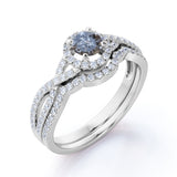 Infinity 0.85 Ct Round Salt and Pepper Diamond Wedding Ring Set
