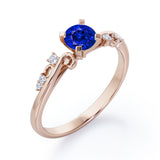 Stylish 1.05 Carat Round Cut Sapphire And Diamond Seven Stone Engagement Ring In Rose Gold