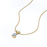 Double-Bail Solitaire 2 Carat Pear Certified Moissanite Timeless Pendant Necklace in Yellow Gold
