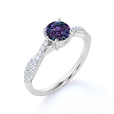 1.25 Ct Round Lab Alexandrite Infinity Engagement Ring