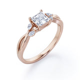 Certified 0.50 Ct Princess Lab Diamond Five Stone Engagement Ring