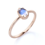 Vintage Inspired 1.50 Carat Oval Rainbow Moonstone and Classic 6 Prong Engagement Ring in White Gold