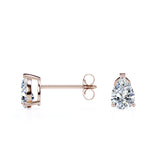 Certified - Minimalist - 1.5 Carat Teardrop Moissanite - Solitaire Stud Earrings - 18K Rose Gold Plating Over Silver