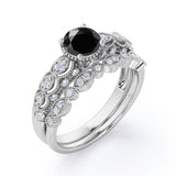 Bestselling 1.50 Carat Wedding Ring Set with Lab Black Diamond for Women in Rose Gold