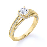 Certified 1 Ct Round Lab Diamond Vintage Engagement Ring