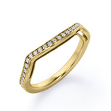 Pave 0.15 TCW Round Shape Curved Wedding Band