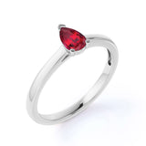 1 ct Pear Lab-Created Ruby Solitaire Engagement Ring