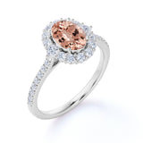 1.50 ct Oval Morganite Halo Engagement Ring