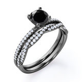 1.50 ct Round Lab Black Diamond Infinity Pave Bridal Set