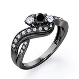 0.7 ct Round Lab Black Diamond Infinity Engagement Ring