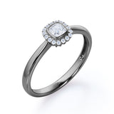 0.50 Ct Princess Cut Diamond Halo Engagement Ring