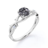 Twig 1.05 ct Round Black Rutilated Quartz Infinity Engagement Ring