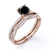 1.50 ct Round Lab Black Diamond Infinity Pave Bridal Set