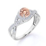 Infinity 1.50 ct Round Morganite Halo Engagement Ring
